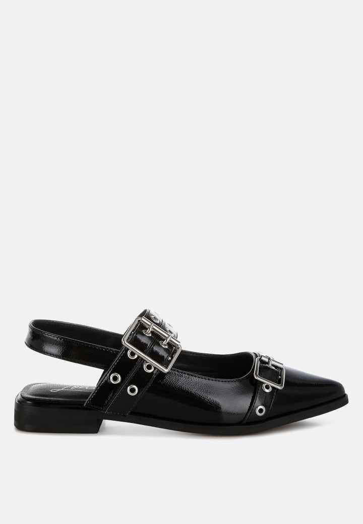 eyelets buckle detail flats by mode#color_black