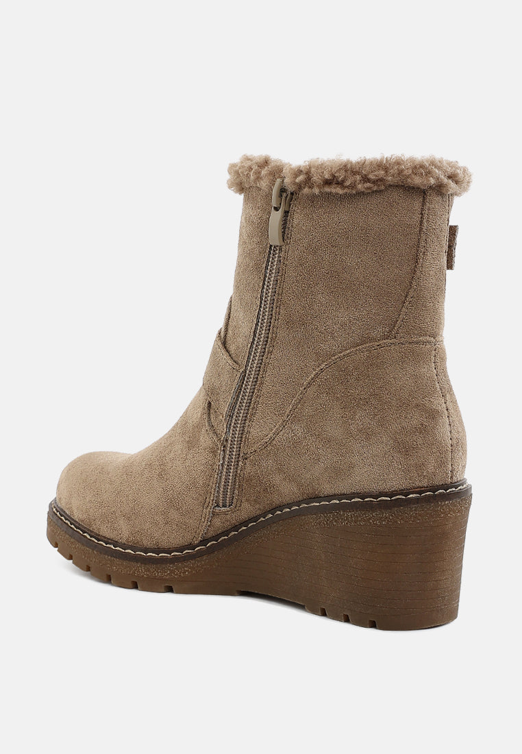 faux fur harness boots by mode#color_taupe