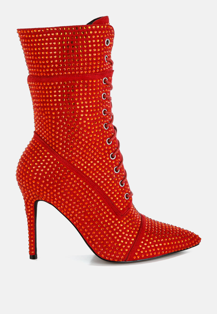 bitetto rhinestones embellished calf boots#color_red