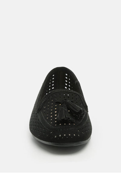 feet nest perforated microfiber loafer#color_black
