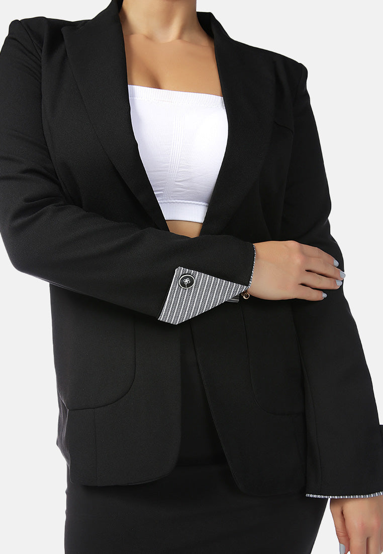 solid double breasted blazer#color_black