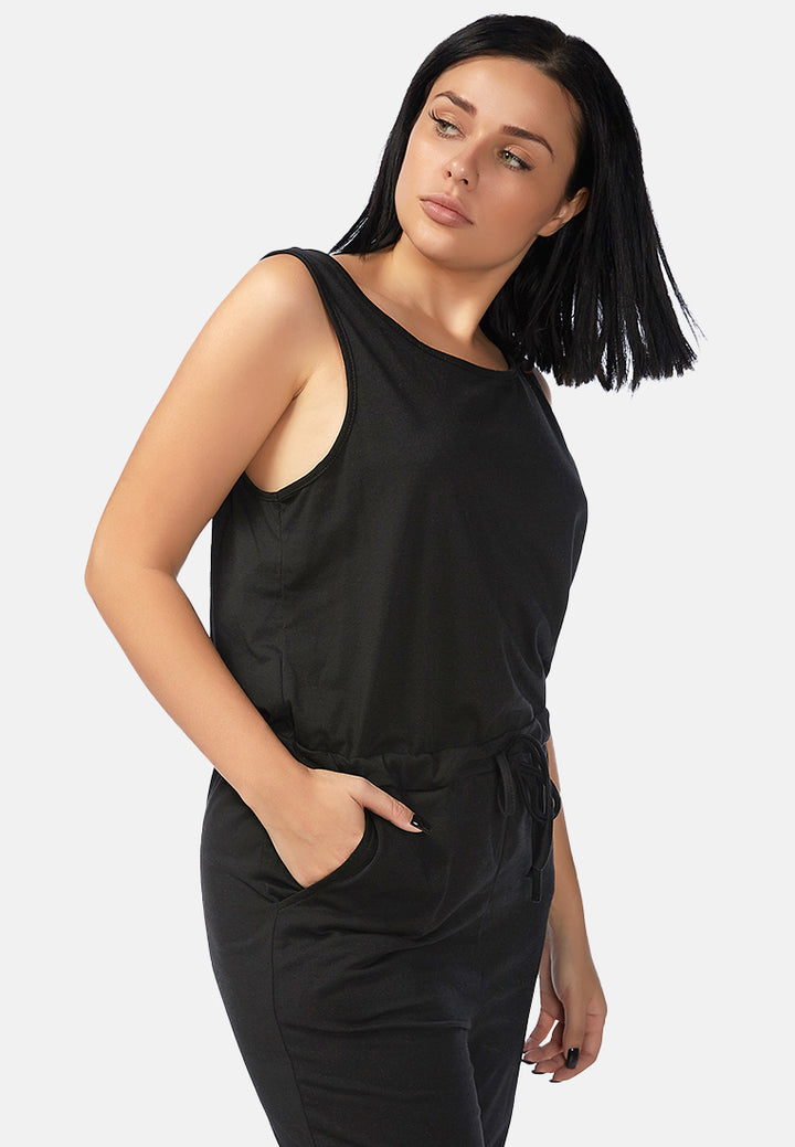 black as night drawstring jumpsuit by ruw#color_black