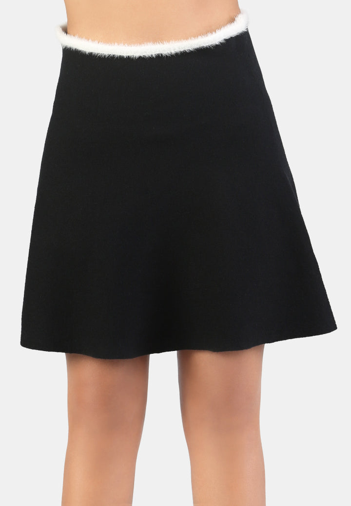 black casual knit skirt#color_black