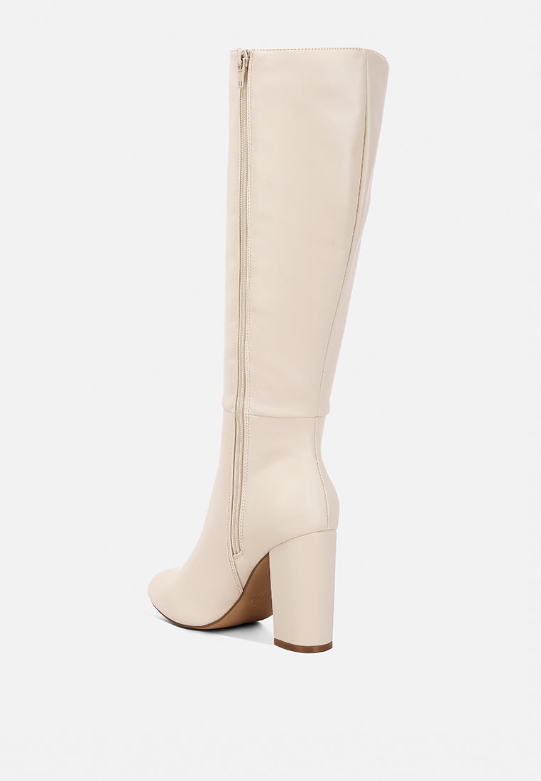 block heel calf length boots#color_cream
