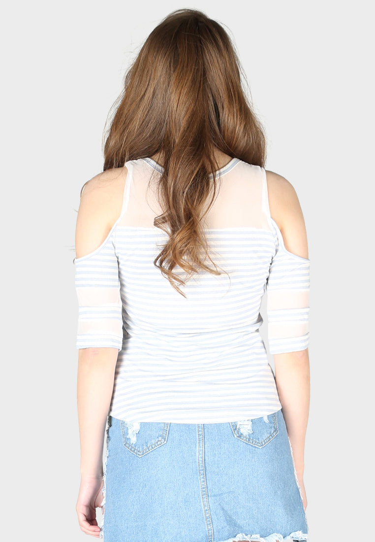 mariah stripe cold shoulder top#color_blue