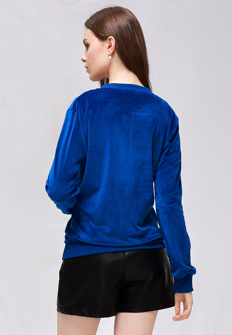 blue velvet zipper jacket#color_blue