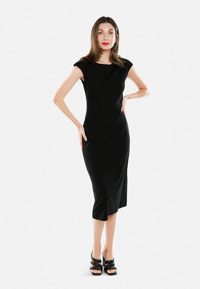 boat neck long dress by ruw#color_black