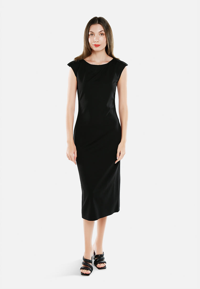 boat neck long dress by ruw#color_black