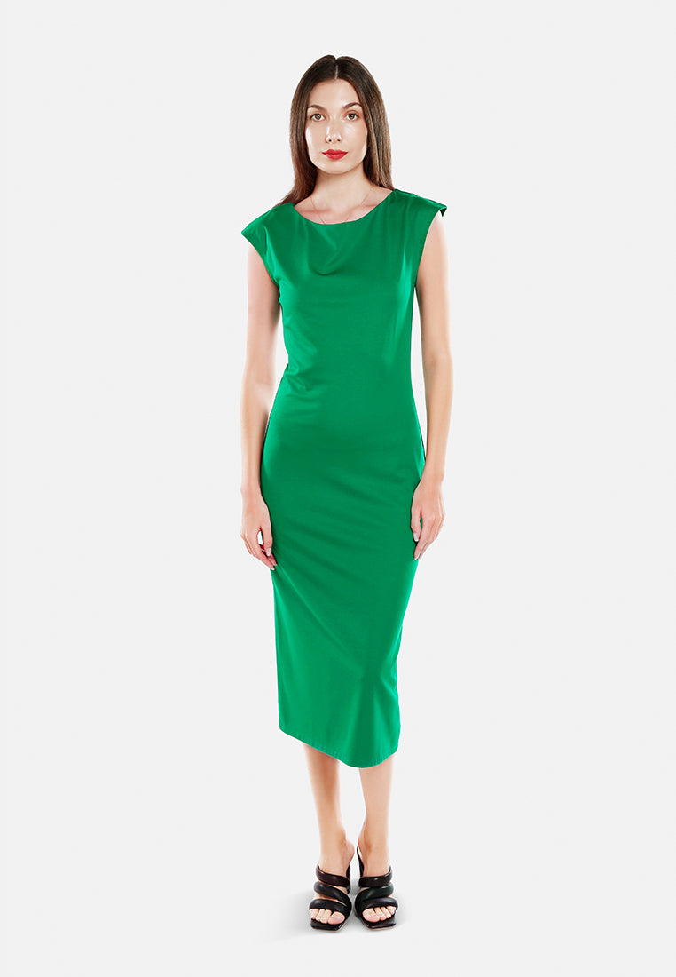 boat neck long dress by ruw#color_green