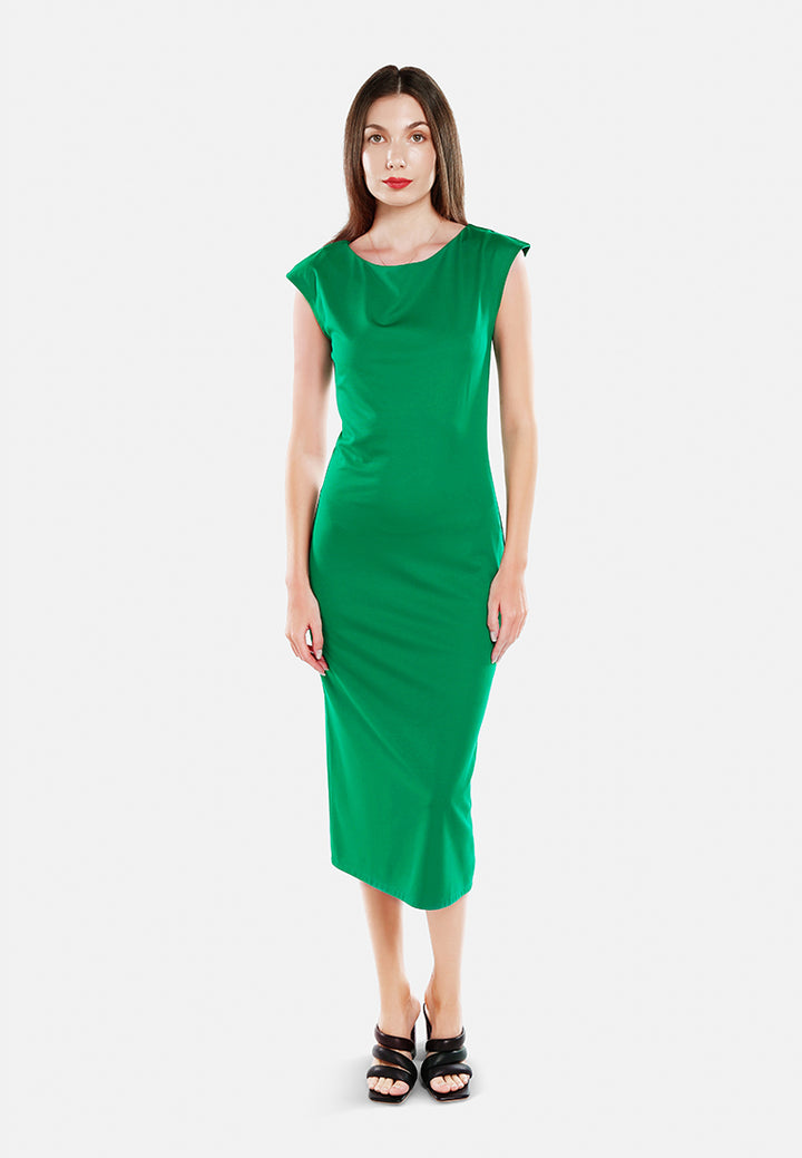 boat neck long dress by ruw#color_green