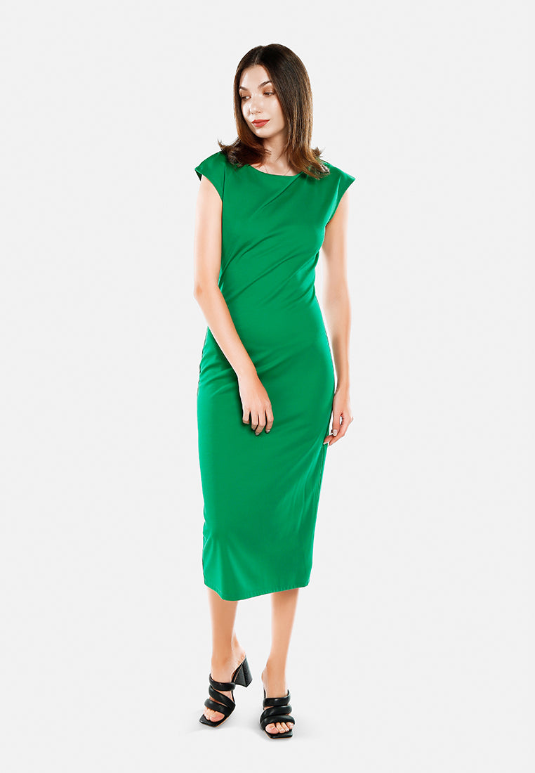 boat neck long dress by ruw#color_green