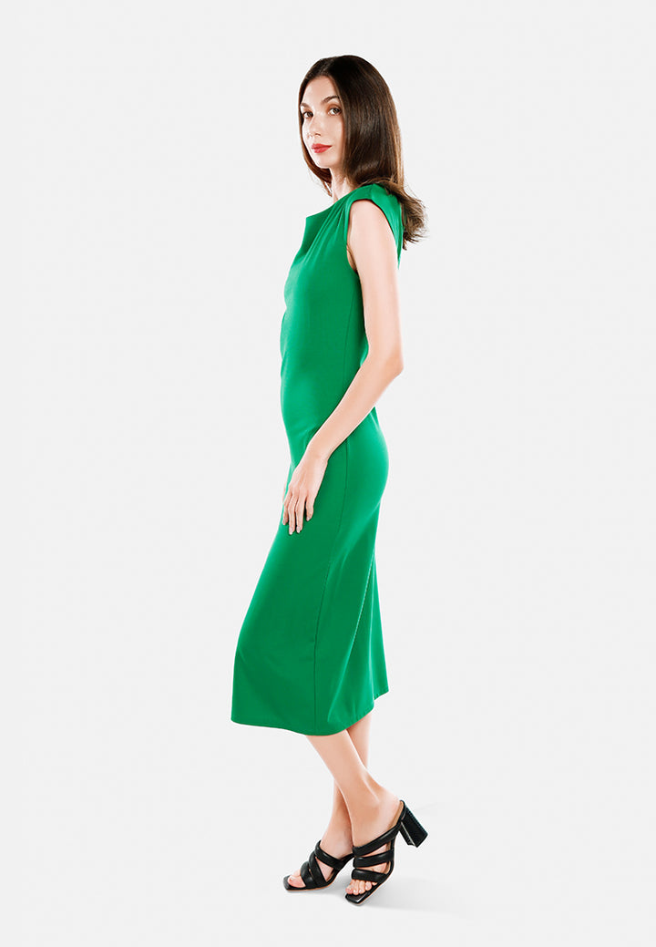 boat neck long dress by ruw#color_green