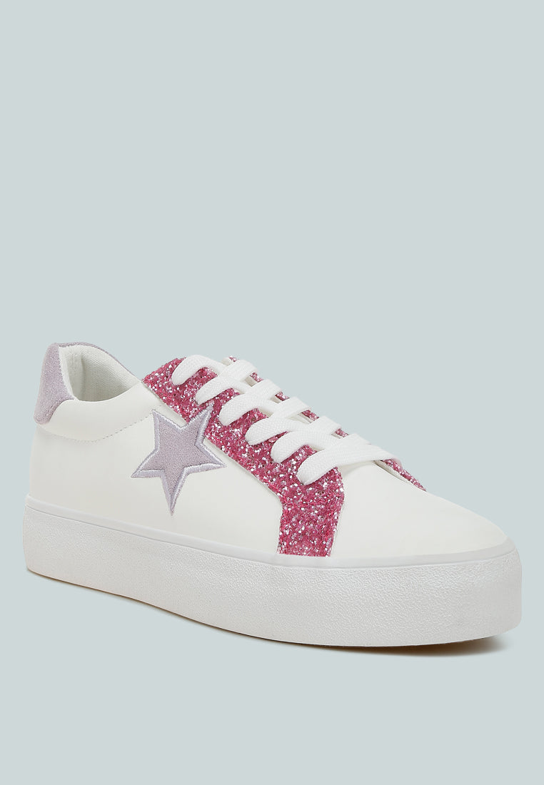 metallic star glitter sneakers by ruw#color_white