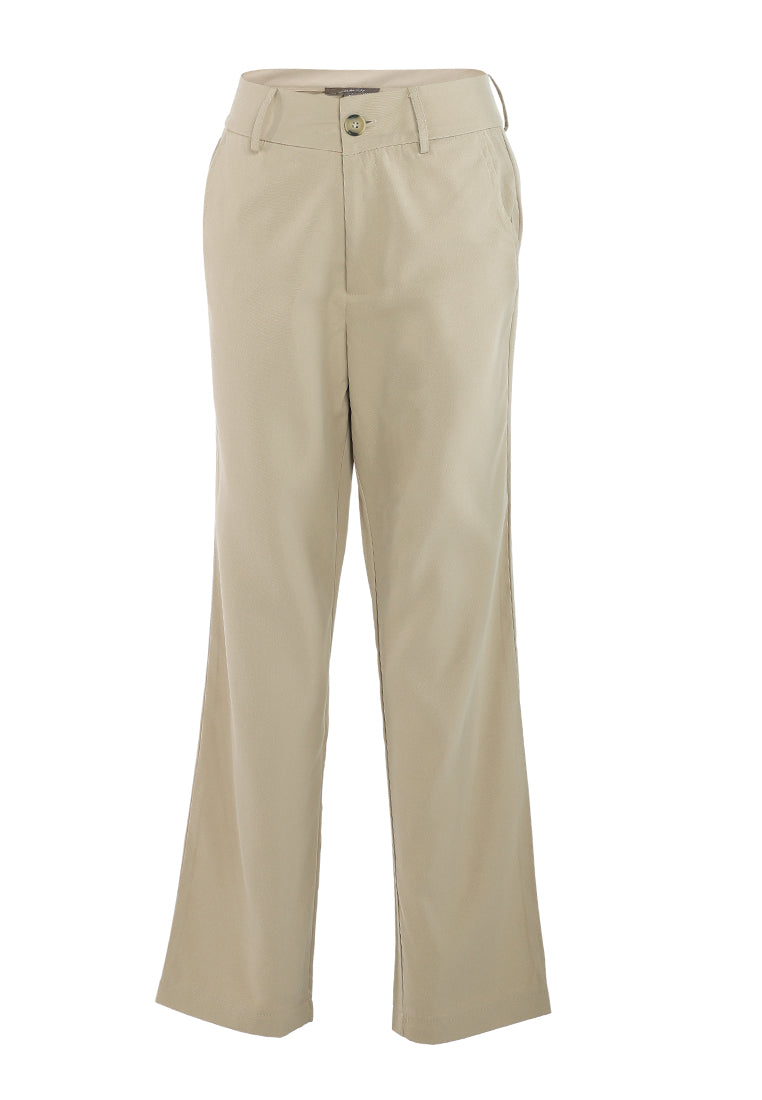 boot cut high waist pants#color_beige
