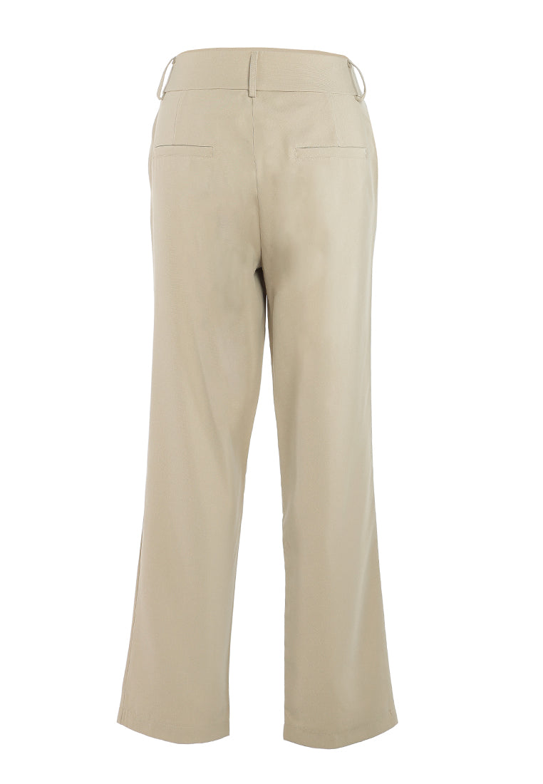 boot cut high waist pants#color_beige