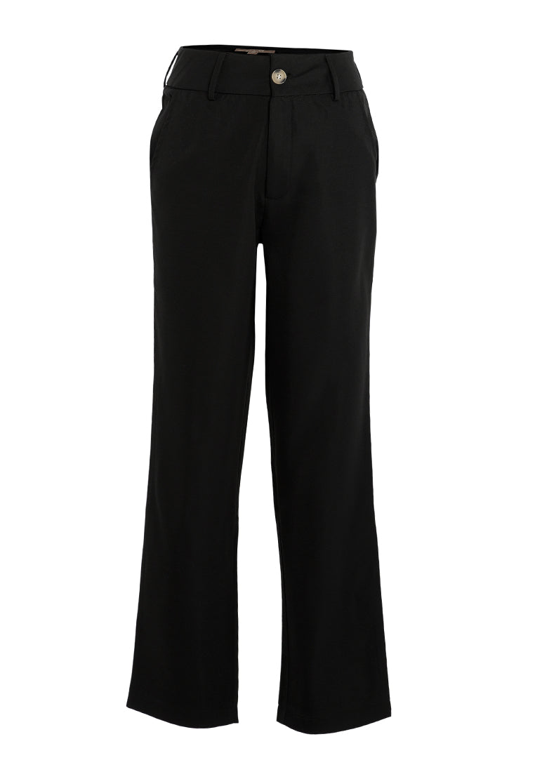 boot cut high waist pants#color_black