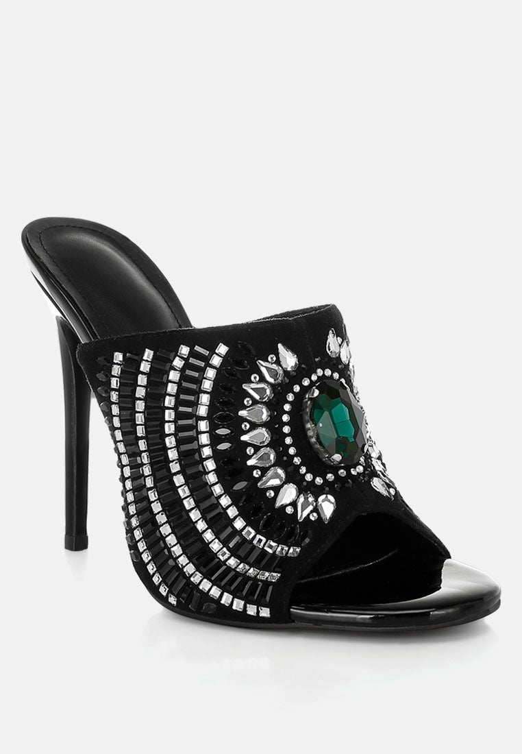 boska slip on embellished stiletto heels#color_black