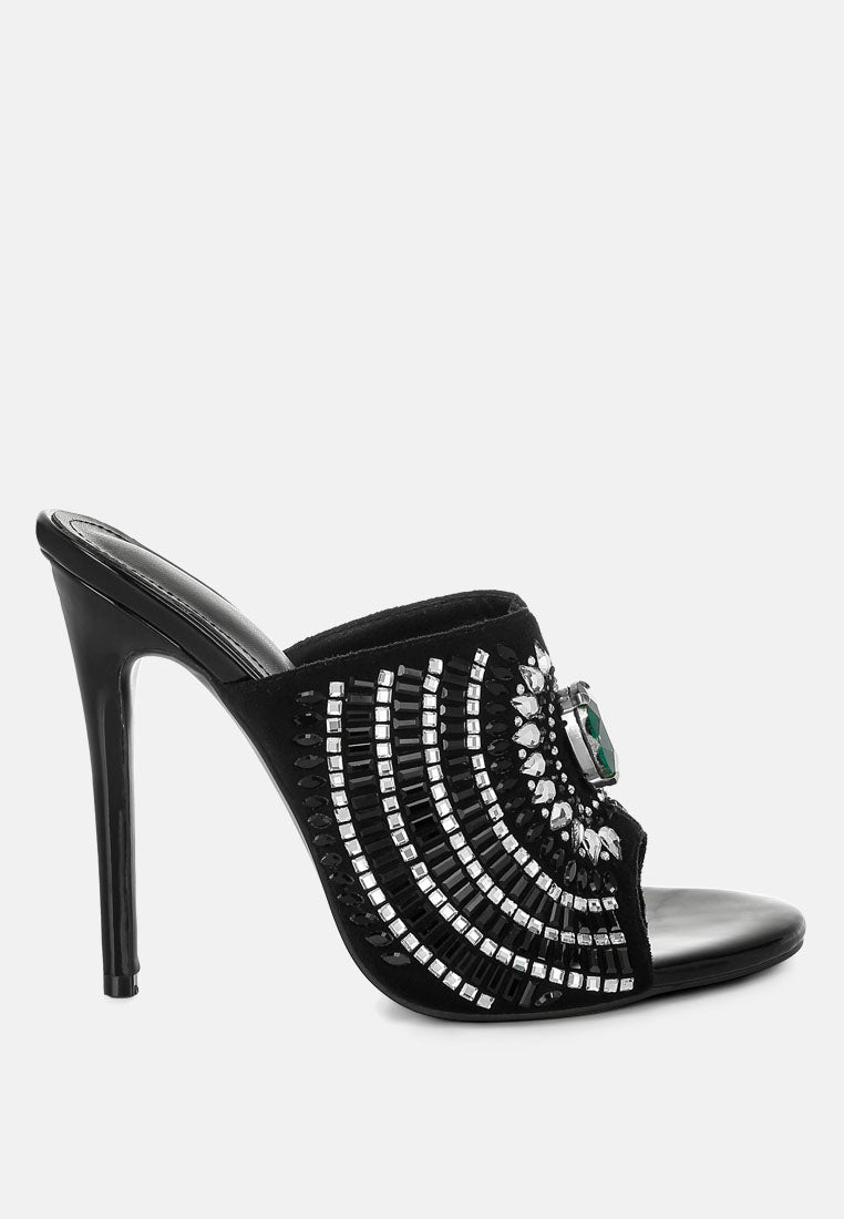 boska slip on embellished stiletto heels#color_black
