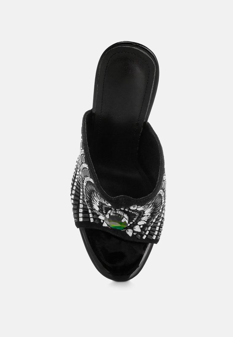 boska slip on embellished stiletto heels#color_black