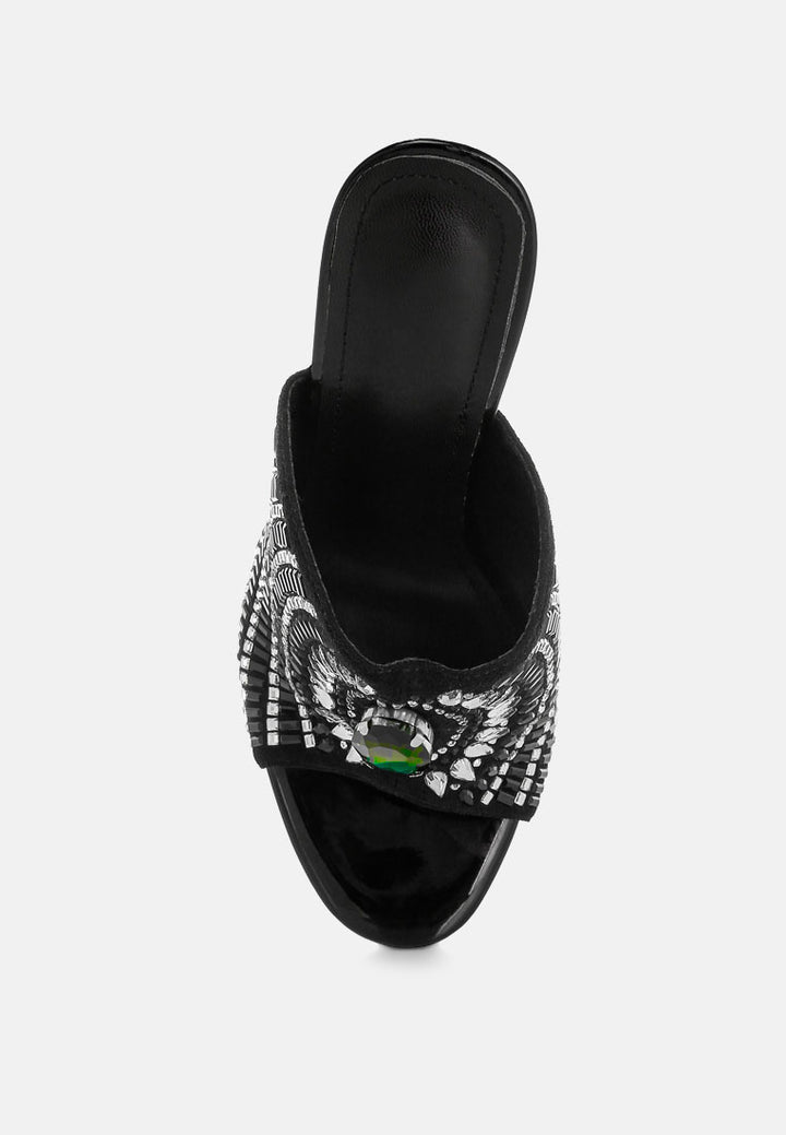 boska slip on embellished stiletto heels#color_black