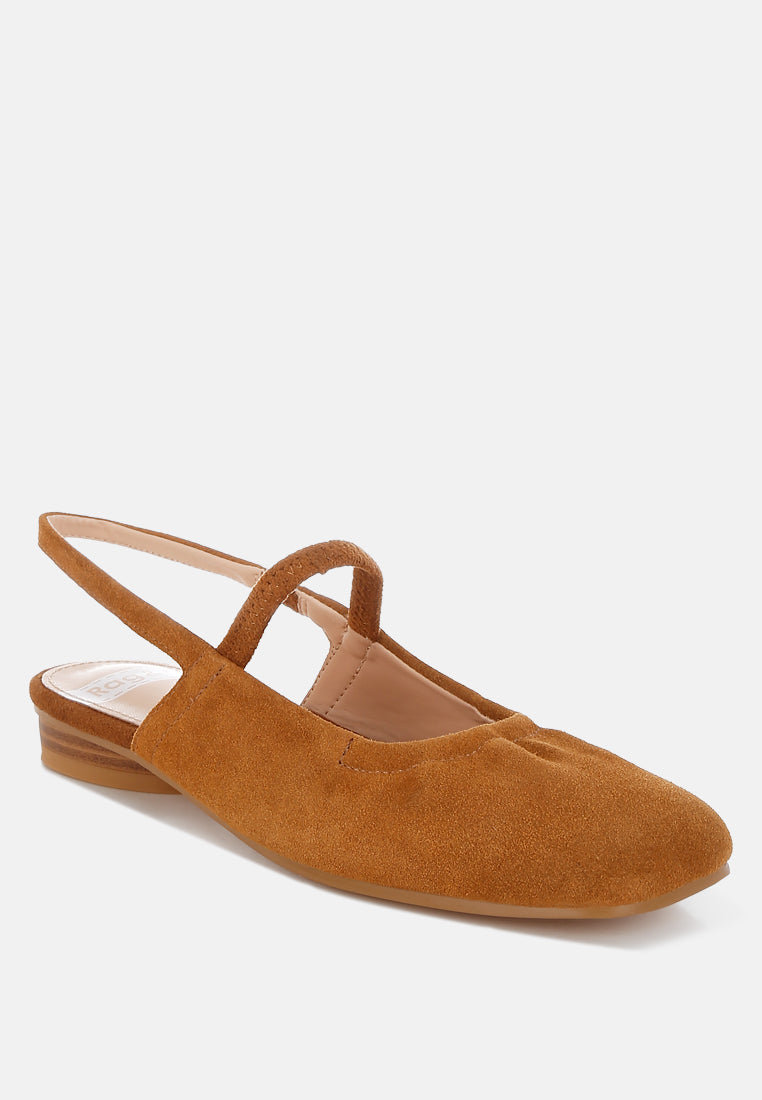 Sandalias bounzi de piel de ante suave con tira trasera#color_tan