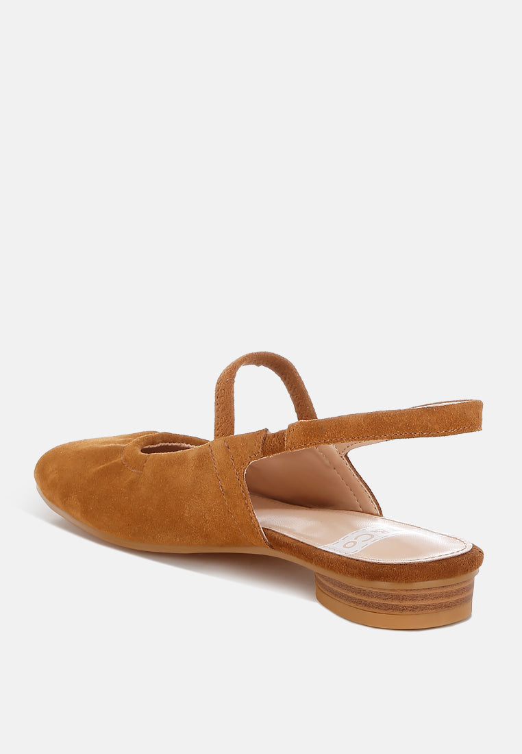 Sandalias bounzi de piel de ante suave con tira trasera#color_tan
