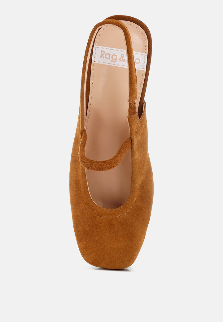 Sandalias bounzi de piel de ante suave con tira trasera#color_tan