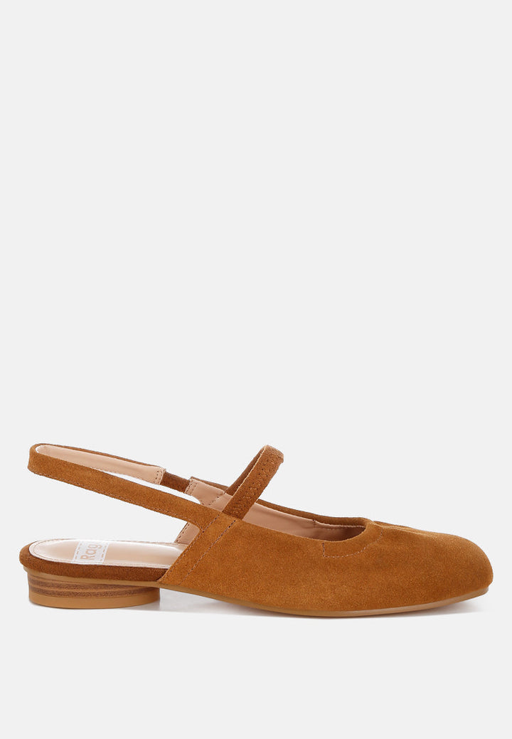 Sandalias bounzi de piel de ante suave con tira trasera#color_tan