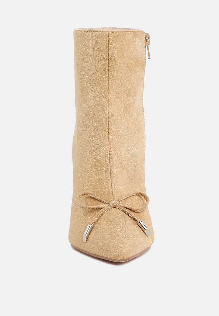 bow detail ankle boots by mode#color_beige