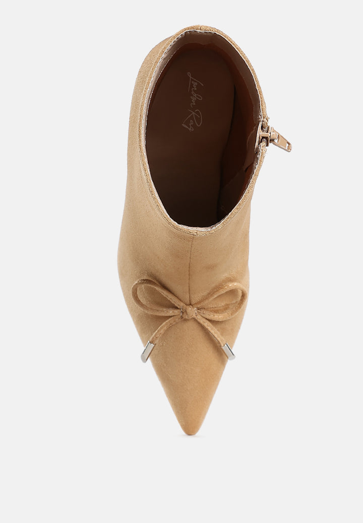 bow detail ankle boots by mode#color_beige