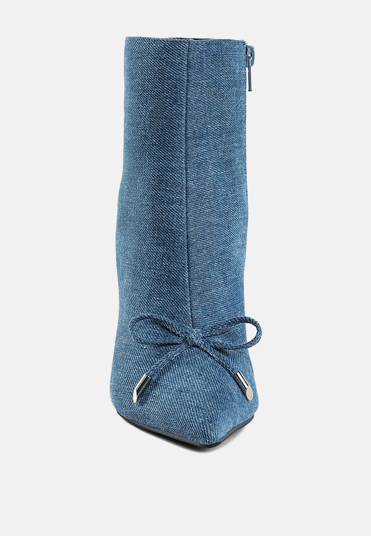 bow detail denim ankle boots#color_denim