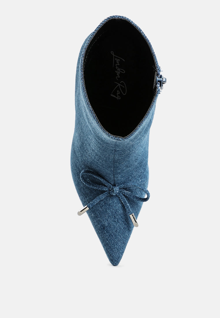 bow detail denim ankle boots#color_denim