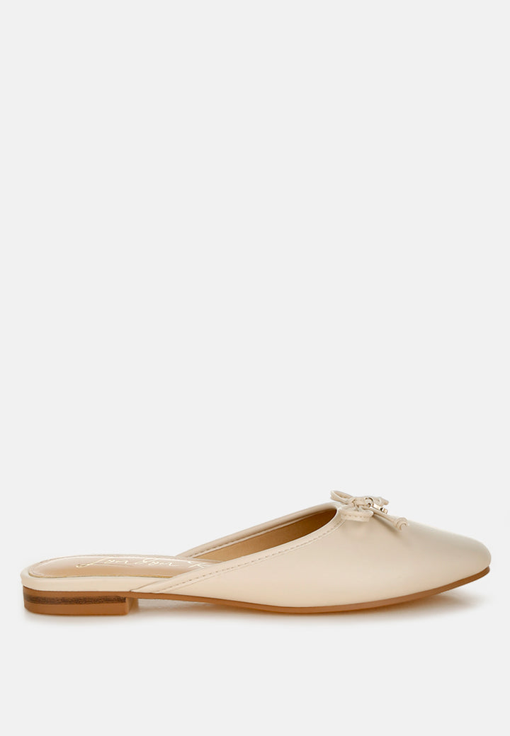 bow slip-on flat mules by ruw#color_beige