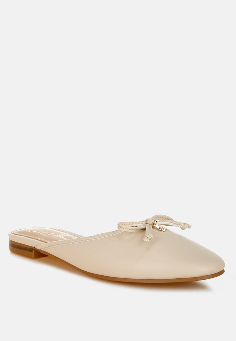 bow slip-on flat mules by ruw#color_beige