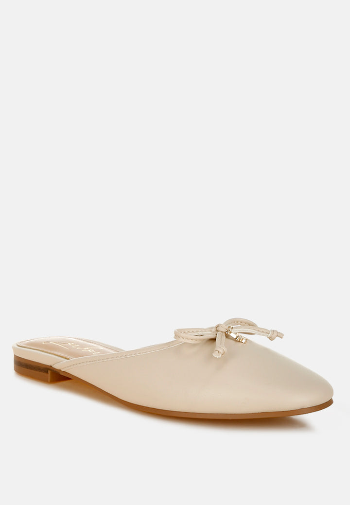 bow slip-on flat mules by ruw#color_beige