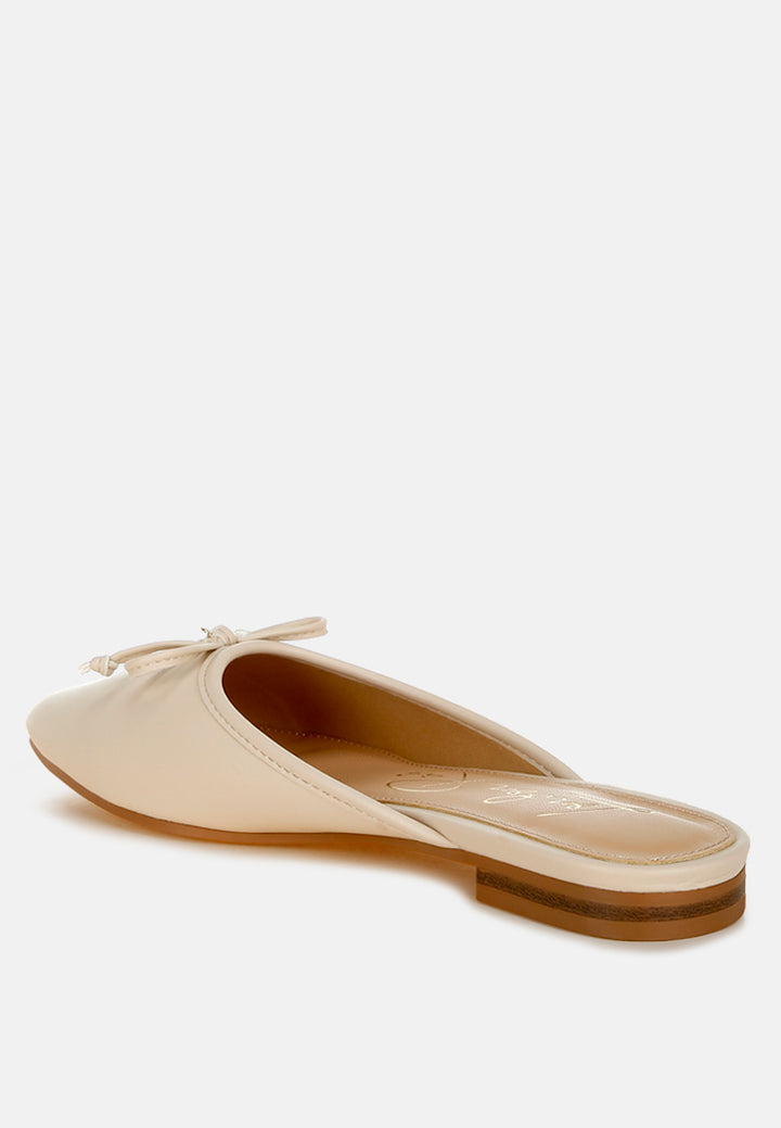 bow slip-on flat mules by ruw#color_beige