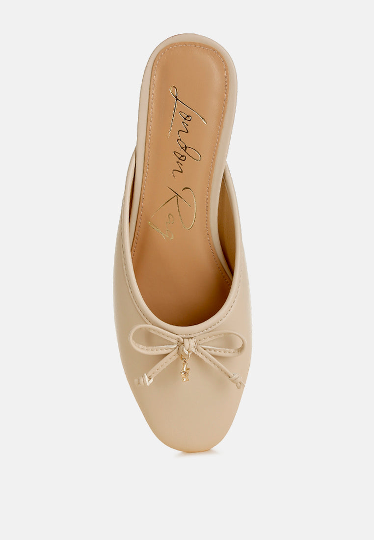 bow slip-on flat mules by ruw#color_beige