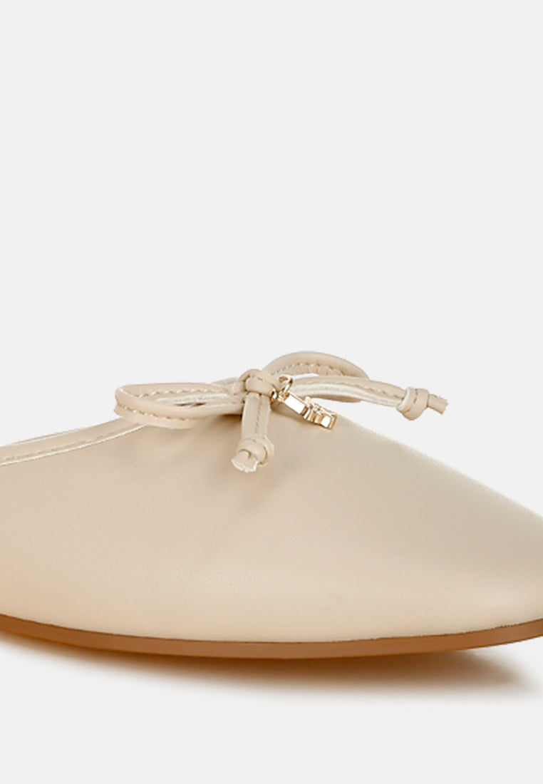 bow slip-on flat mules by ruw#color_beige