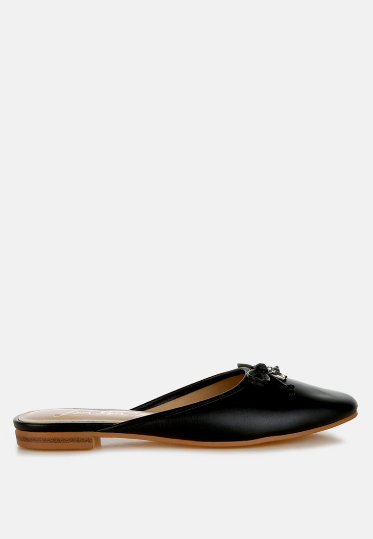 bow slip-on flat mules by ruw#color_black