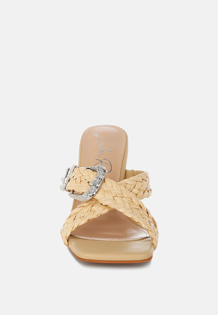 braided criss-cross strap sandals in beige by ruw#color_beige