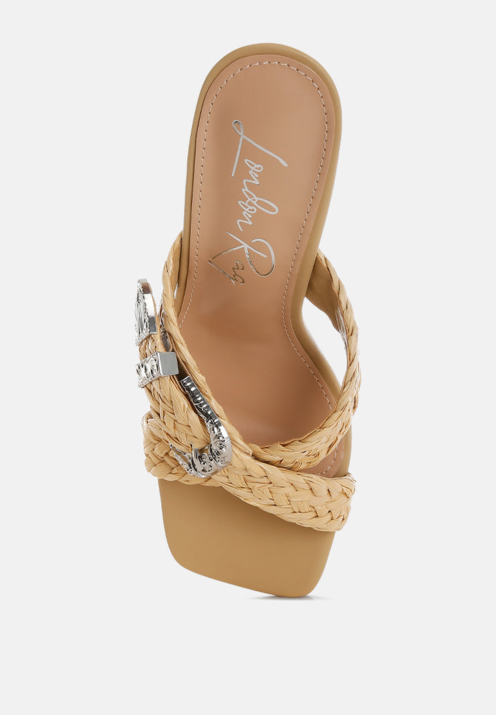 braided criss-cross strap sandals in beige by ruw#color_beige