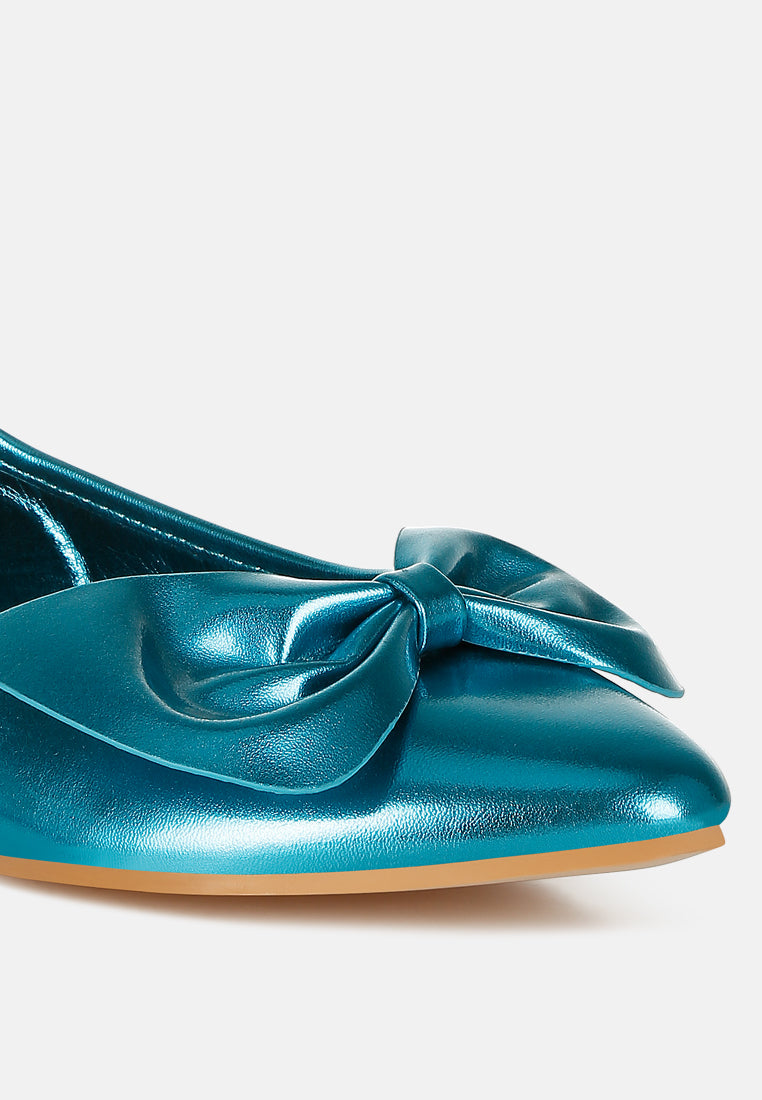 metallic pleather bow ballerinas by ruw#color_blue