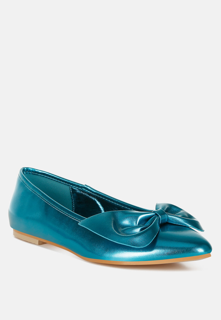 metallic pleather bow ballerinas by ruw#color_blue