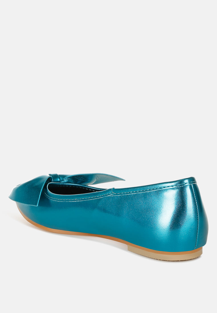 metallic pleather bow ballerinas by ruw#color_blue