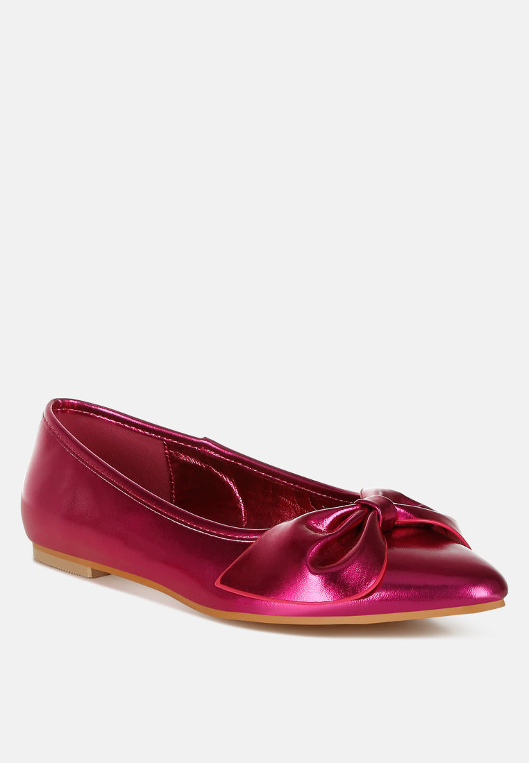 bromelia metallic pleather bow ballerinas#color_fuchsia