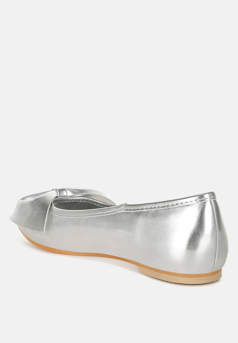 metallic pleather bow ballerinas by ruw#color_silver