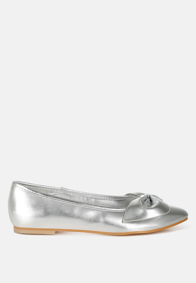 metallic pleather bow ballerinas by ruw#color_silver