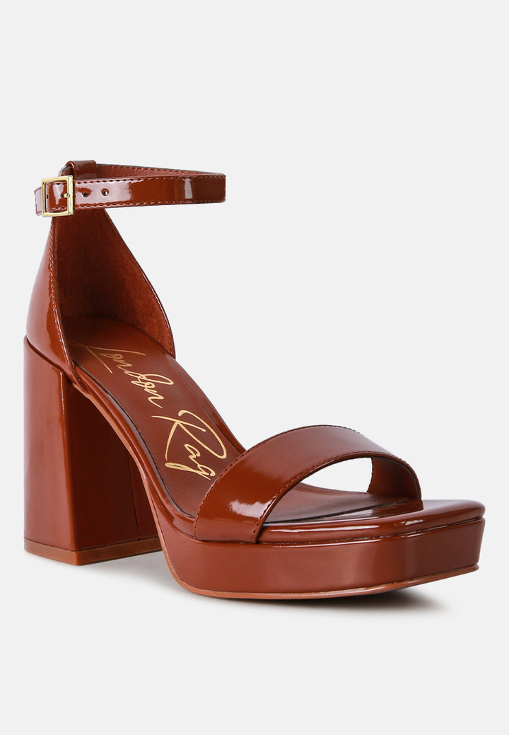 brown high block heeled platform sandals#color_brown