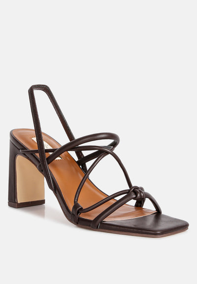 two strings slingback slim block heel sandals#color_chocolate