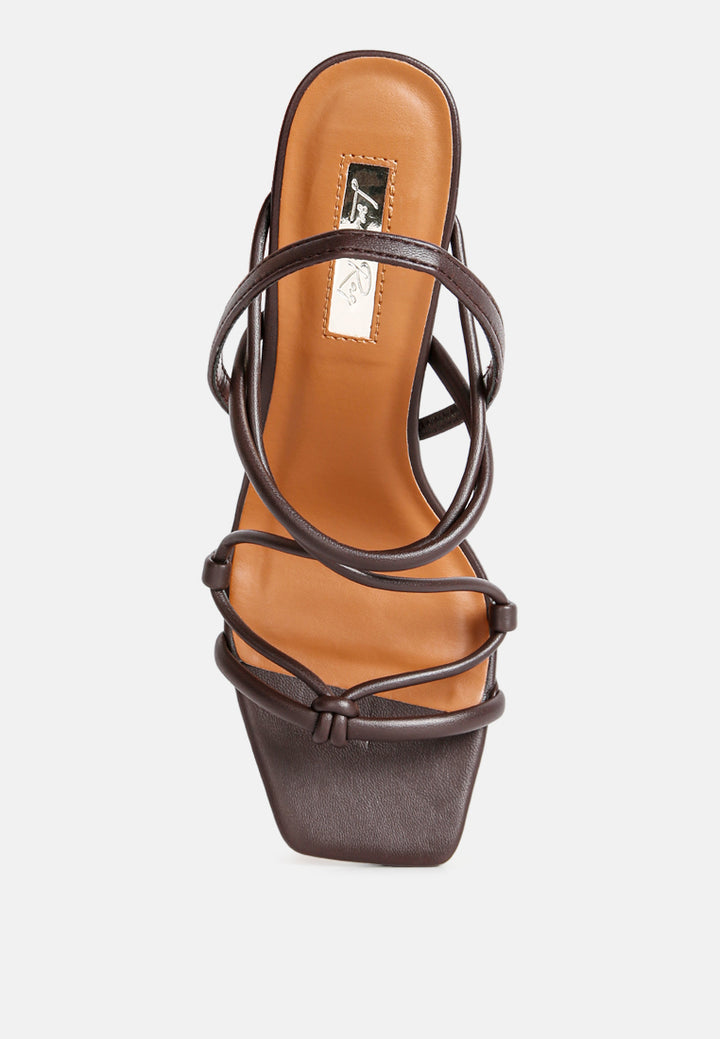 two strings slingback slim block heel sandals#color_chocolate